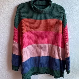 Multi Color AE cowl neck sweater